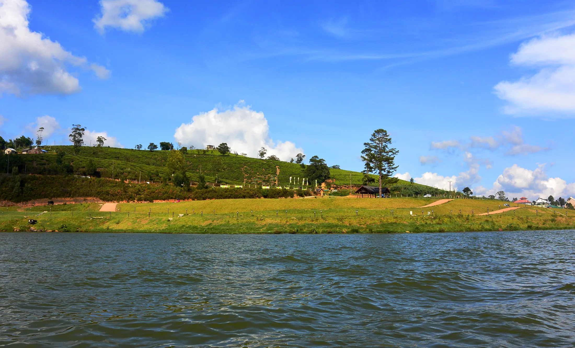 වැව සහ මීදුම් සහිත කඳු